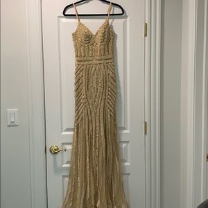 Nude/champagne gold Mermaid Gown